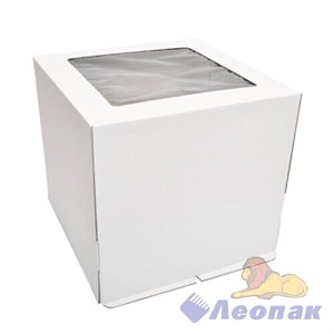 Коробка для тортов белая с ОКНОМ 420*420*450 до 8кг (10шт/кор.) 7095/653