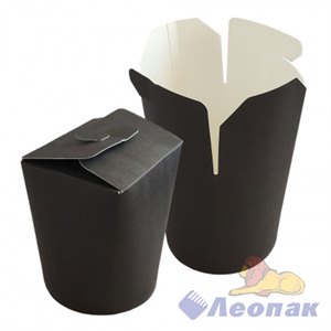 Контейнер бумажный ЧАЙНА-БОКС ЧЕРНЫЙ 500мл (50/16уп) круглое дно / Л 7095/007