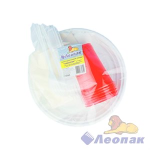 Набор "ПИКНИЧОК" (25 уп.) белый "Э" на 6 персон "Леопак": Тар d=205мм, Нож, Вилка, Салфетка, Ст. 0,2