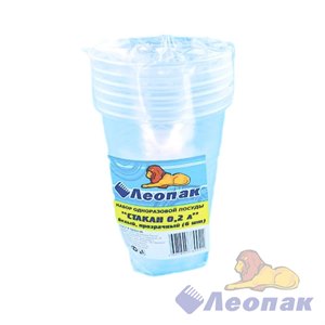 Набор Стаканов 200мл  белых, прозрачных (6шт/80уп)  Леопак  4607804780921