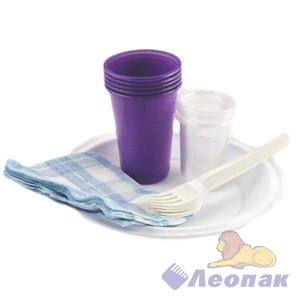 Набор NEW Шашлычный /5 персон (30уп) Леопак/Тар.БЕЛ.d=205, ст.100гр, ст.ЦВ.0,200, Вилка, Салф. цв.