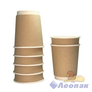 Стакан бумажный 400мл 2х сл. Крафт Д90 (25/400) №1400