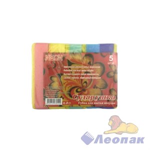 Губка для посуды 5-шт "Сударушка" NEON (5шт/36уп) (rx033-3931/5) 100*65*30 Липс