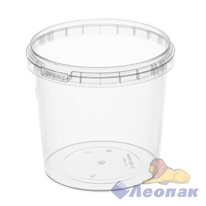 Ведро п/п пищевое 1,0л. прозрачное с крышкой В КОРОБКЕ (1/144шт)1502ВКП 1802/1113