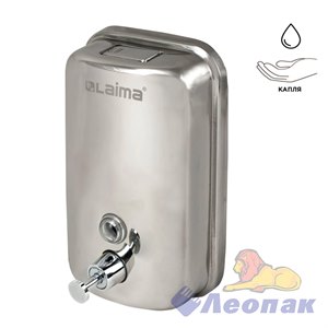 Дозатор для жидкого мыла LAIMA BASIC, 1 л, нержавеющая сталь, зеркальный, 601796