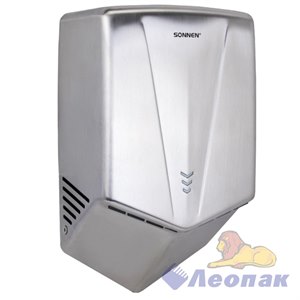 Сушилка для рук ВЫСОКОСКОРОСТНАЯ АНТИВАНДАЛЬНАЯ SONNEN K2022A, 1300 Вт, 150 м/с, IPX1, 72 дБ, нержавеющая сталь, 607191"