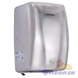 Сушилка для рук ВЫСОКОСКОРОСТНАЯ АНТИВАНДАЛЬНАЯ SONNEN K2020, 1000 Вт, 100 м/с, IPX3, 72 дБ, нержавеющая сталь