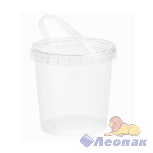 Ведро п/п пищевое 1,0л.d=122 прозрачное с крышкой и ручкой (150шт)1594КП