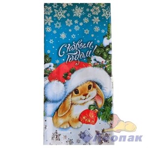 Пакет с центральным швом, метал. "Зайка" (16+2*4)*42/60 мкм (50/500) / Интер