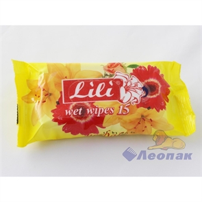 Салфетка влажная   Lili  с ароматом луговой цветы (15шт)