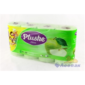 Бумага туалетная  PLUSHE Classic  Зеленое яблоко  2-х сл. (6+2шт/8уп)