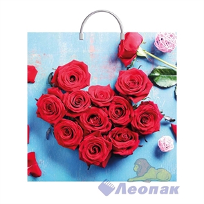Пакет с пластик.ручками 36х37  Розы в лазури  (100) ТИКО