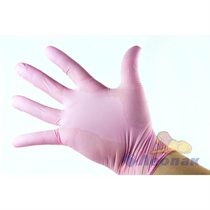Перчатки нитриловые смотровые Household Gloves  М  розовые (50пар/10уп)