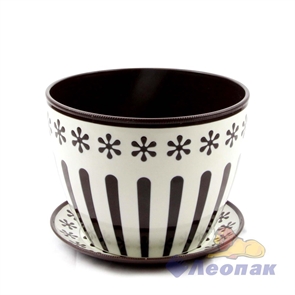 Горшок цветочный  Валенсия  1,7л с поддоном (корич.-слон.кость) (уп.18)