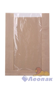 Пакет бумажный 250х350х55 (160) с окном Крафт ламин. (50шт/уп/1000) 