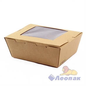 Контейнер бумажный BIOBOX 1400мл (50шт/4уп) КРАФТ с прямоуг. дном 1400001