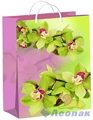 Пакет мягкий пластик с пластик.ручками 40х30   Орхидеи на зелено-розовом  (40) ТИКО - фото 10589