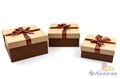 Набор подарочных коробок 3в1 (210х210х110,190х190х90,170х170х70) с бантом капучино/шоколадный - фото 11836
