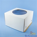 Коробка для тортов белая ЕВ 190 с ОКНОМ 300*300*190 до 5кг (50шт/кор.) - фото 17056
