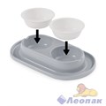 Миска для животных 03л двойная (на подставке)(серый) (уп.9) 355х215х50 мм  М8496 - фото 26355