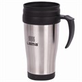Автокружка 400 мл, термостакан с ручкой, винтовая крышка-клапан, пластик/сталь, серебро, LAIMA, 605126(Под заказ, срок поставки 3-5 дней) 605126 - фото 35226