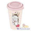 Стакан с крышкой 420мл с декором "sweet cats" (розовый) (24) Хомвер 31061 9000/1061 - фото 48460