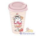 Стакан с крышкой 420мл с декором "sweet cats" (розовый) (24) Хомвер 31061 9000/1061 - фото 48461
