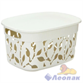 Коробка ФЛОРА 5,5л с крышкой (белый ротанг) МП