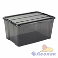 Ящик для хранения с замками КИП 2,8л  (черный прозрачный) МП