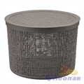 Коробка БЯЗЬ с крышкой D22см 4,5л (белый ротанг/франц.серый) МП