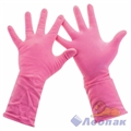 Перчатки резиновые c х/б Paclan Practi Comfort L (1пара/100уп) цвет розовый
