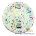 Тарелка картонная квадрат d=230мм Праздник, голография (10шт/20уп) Т197