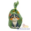 P146 Пакет с ушками 16х27х3см КОТИК зеленый (50шт/1уп)