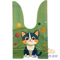 P147 Пакет с ушками 20х33х3см КОТИК зеленый (50шт/1уп)