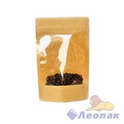 Пакет №13 бумажный ДОЙ-ПАК 150х240 (45+45) КРАФТ С ОКНОМ 140мм с замком zip-lock (100шт/600шт)