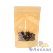 Пакет №33 бумажный ДОЙ-ПАК 200х260 (45+45) КРАФТ С ОКНОМ 100мм с замком zip-lock (100шт/600шт)