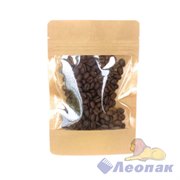 Пакет №10 бумажный ДОЙ-ПАК 135х225 (35+35) КРАФТ С ОКНОМ 90мм с замком zip-lock (100шт/600шт)