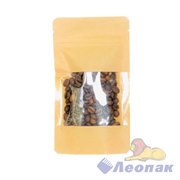 Пакет №7 бумажный ДОЙ-ПАК 120х185 (30+30) КРАФТ С ОКНОМ 70мм с замком zip-lock