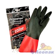 Перчатки хозяйственные BICOLOR XL (12/120) черно-красные