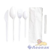 Набор Индивидуальный (50уп) Леопак (Вилка, Ложка Столов, Ложка Чайная, Нож, Зубочистка, Салфетка