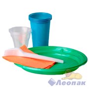 Набор NEW На Троих (35уп.) Леопак/Тар. d=205мм цвет, ст.100гр, ст.Цв.0,200, Вилка, Салфетка цв.