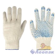 Перчатки с ПВХ белые (10пар в уп./200пар в меш.) в индивид. уп. Леопак (х/б 5 ниток)