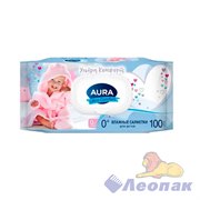 Салфетка влажная AURA для детей Ультра комфорт с клапаном (100шт/1уп/12уп) 76863